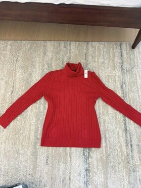 Talbots Red Ribbed Turtleneck Sweater